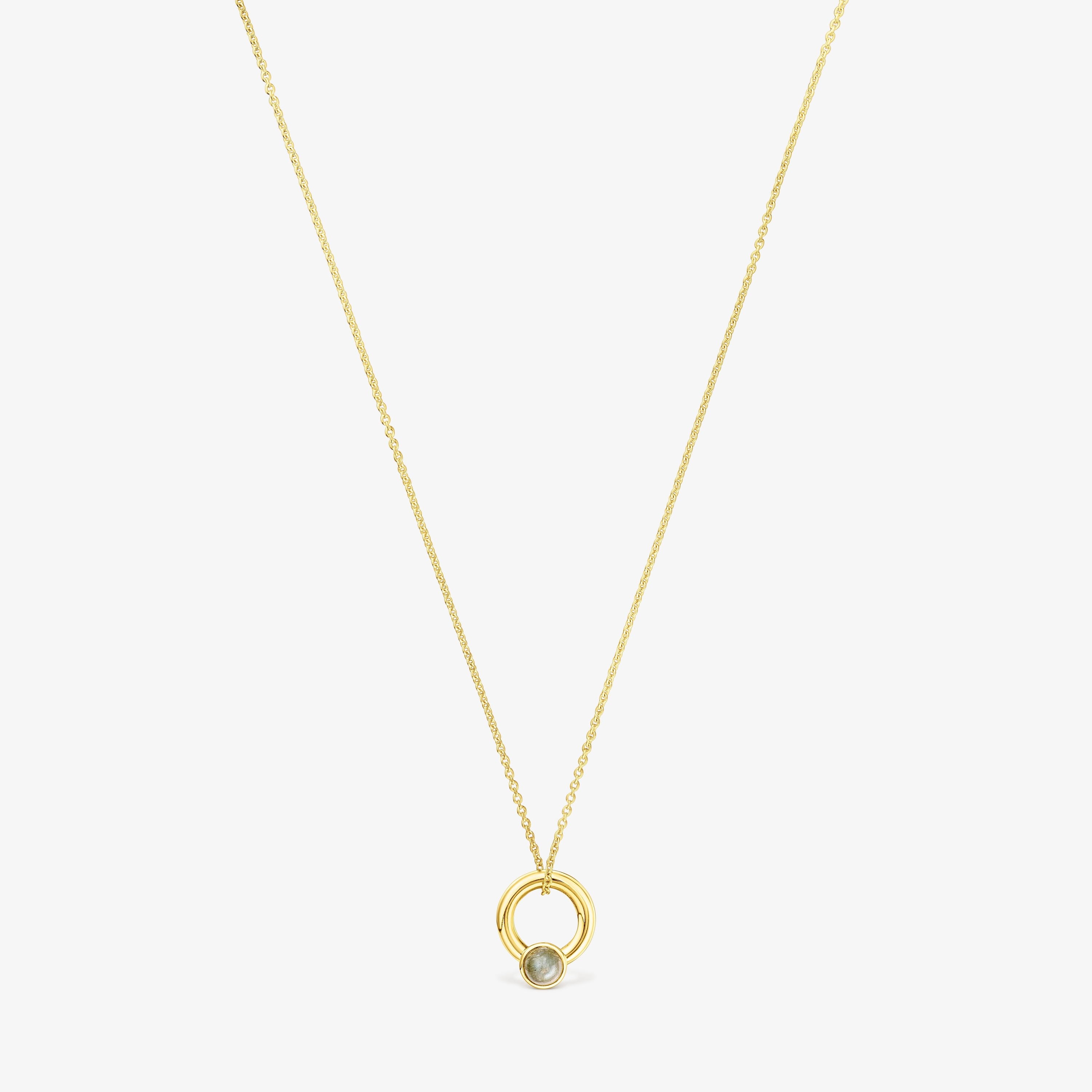 Silver vermeil Plump Ring charm necklace with labradorite