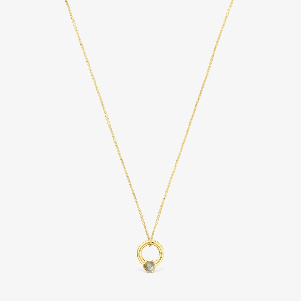 N&aacute;hrdeln&iacute;k Plump s&nbsp;př&iacute;věskem ve tvaru prstenu z&nbsp;pozlacen&eacute;ho stř&iacute;bra s&nbsp;labradoritem