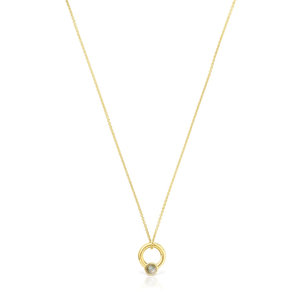 Silver vermeil Plump Ring charm necklace with labradorite