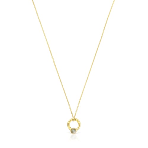 Silver vermeil Plump Ring charm necklace with labradorite