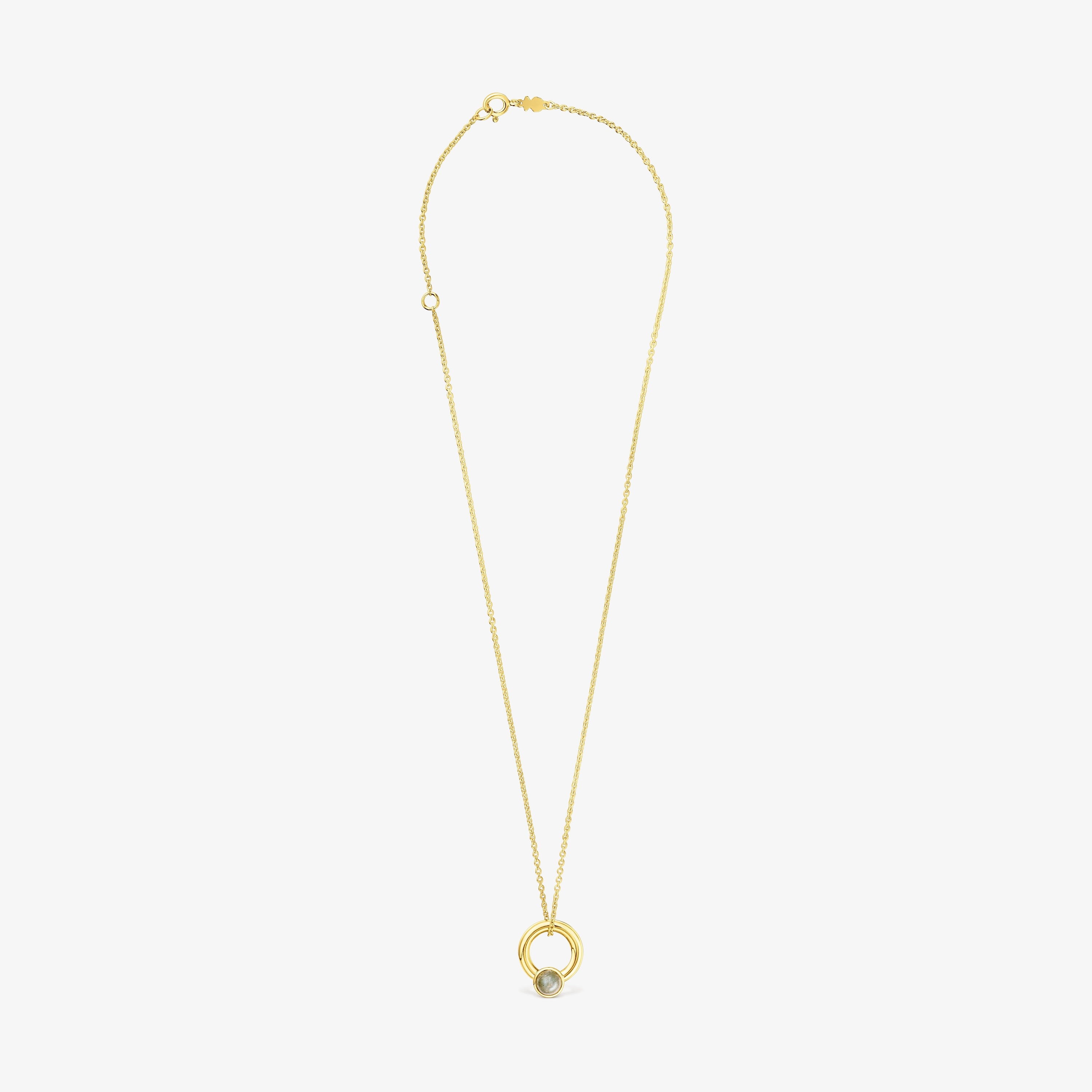 Silver vermeil Plump Ring charm necklace with labradorite