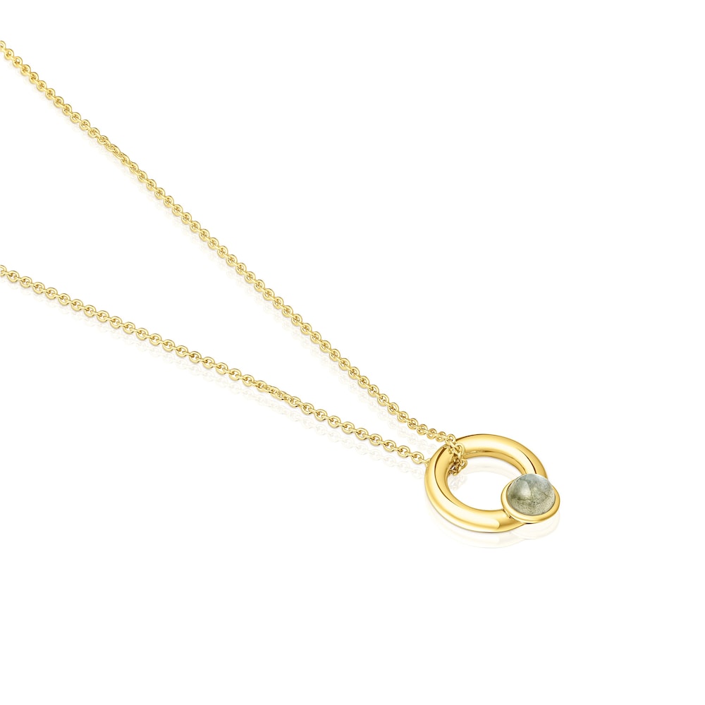 Collar con baño de oro 18 kt sobre plata, motivo aro y labradorita Plump Collar con baño de oro 18 kt sobre plata, motivo aro y labradorita Plump
