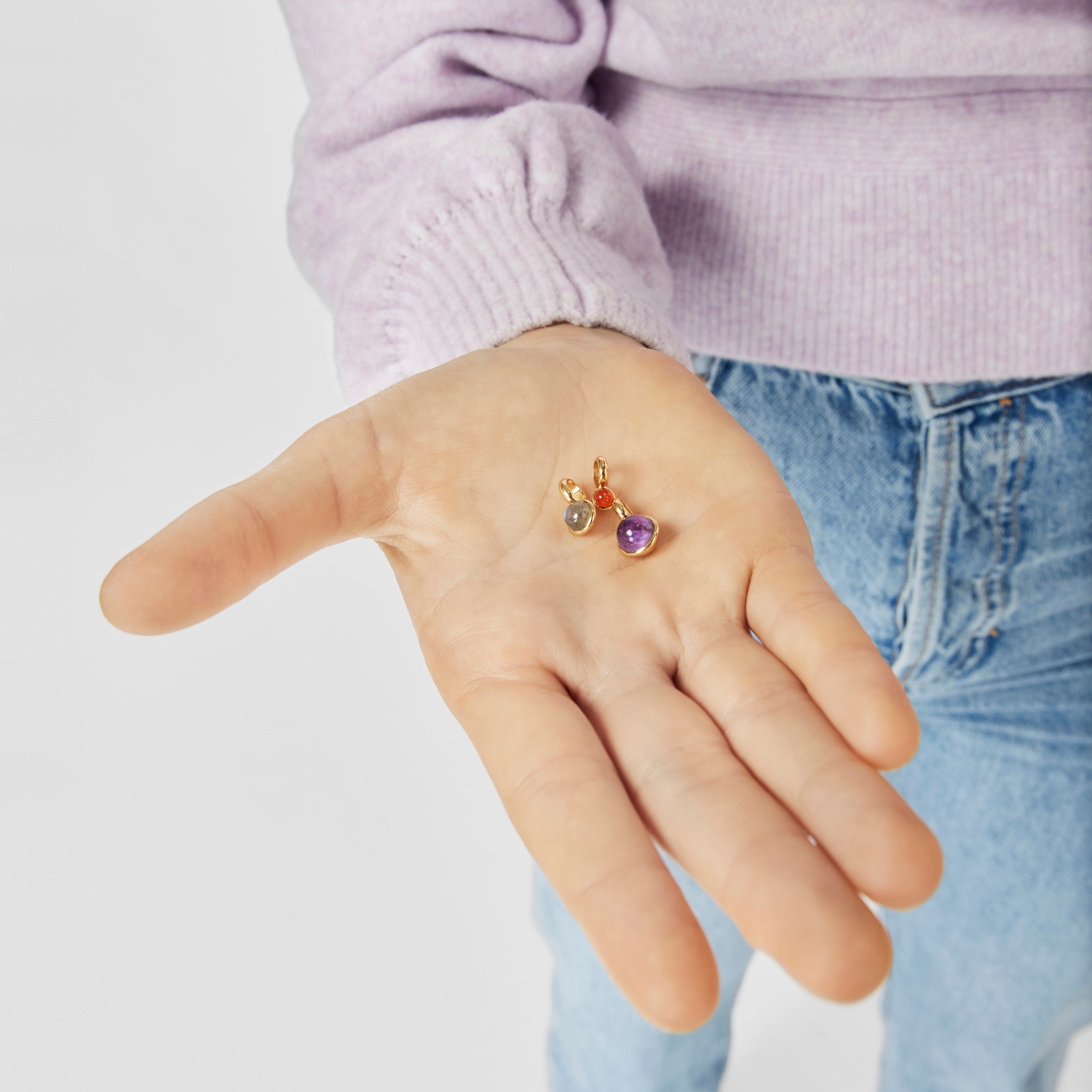 Set of three silver vermeil Plump Pendants with gemstones