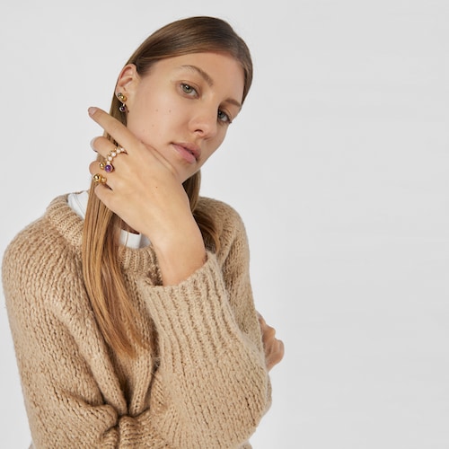 Anillo abierto de plata vermeil y amatista Plump