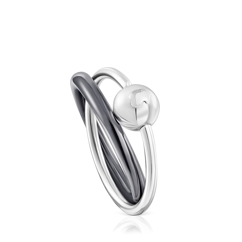 Anillo doble de plata y plata dark silver Plump image number 0