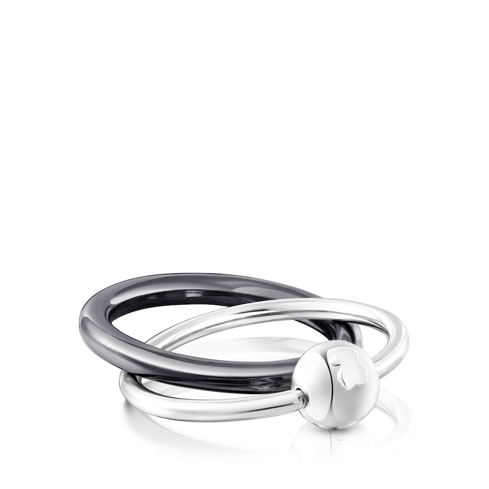 Anillo doble de plata y plata dark silver Plump image number 1