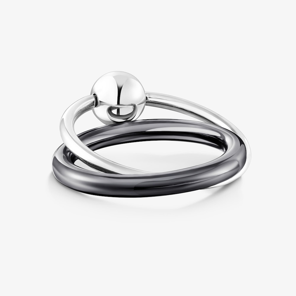 Anillo doble de plata y plata dark silver Plump