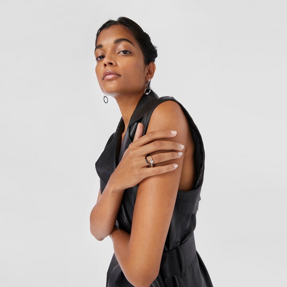 Anillo doble de plata y plata dark silver Plump