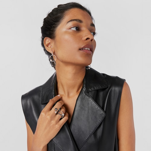 Silver and dark silver Plump Double ring