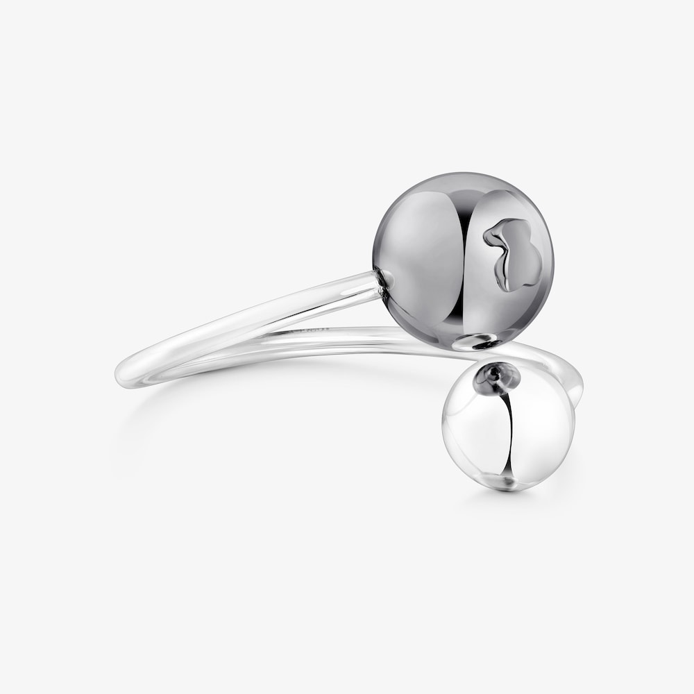 Anillo abierto de plata y plata dark silver Plump