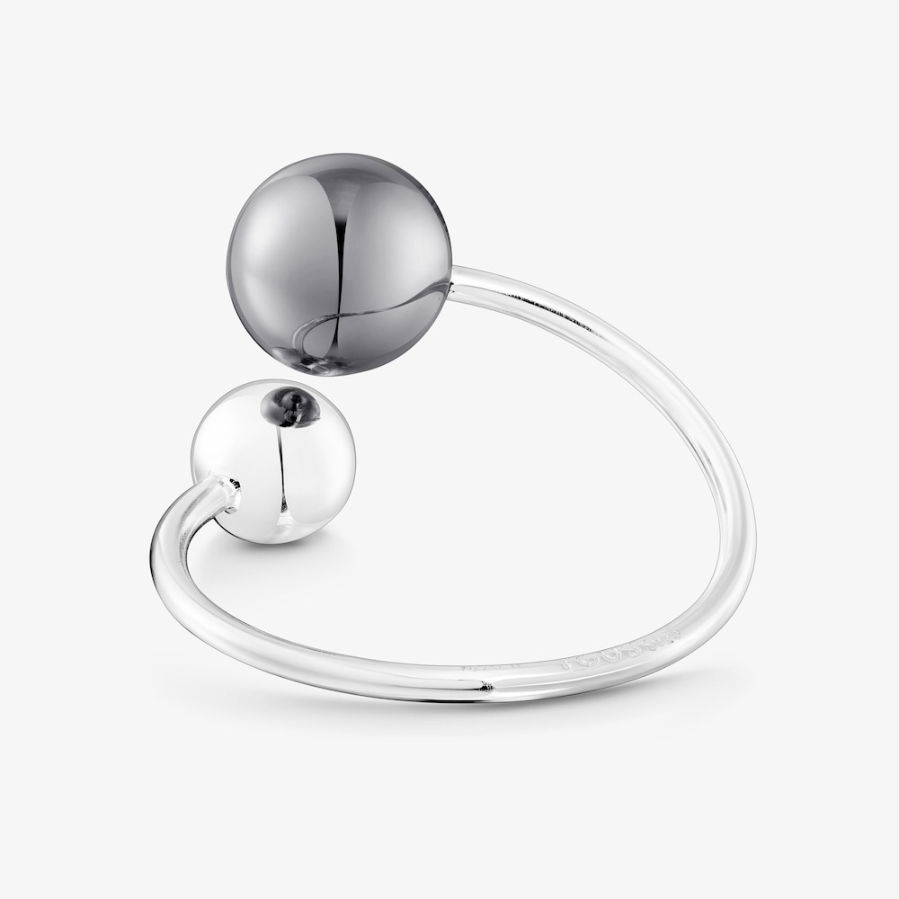 Anillo abierto de plata y plata dark silver Plump