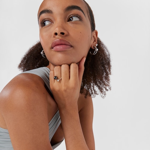 Anel aberto Plump em prata e prata dark silver