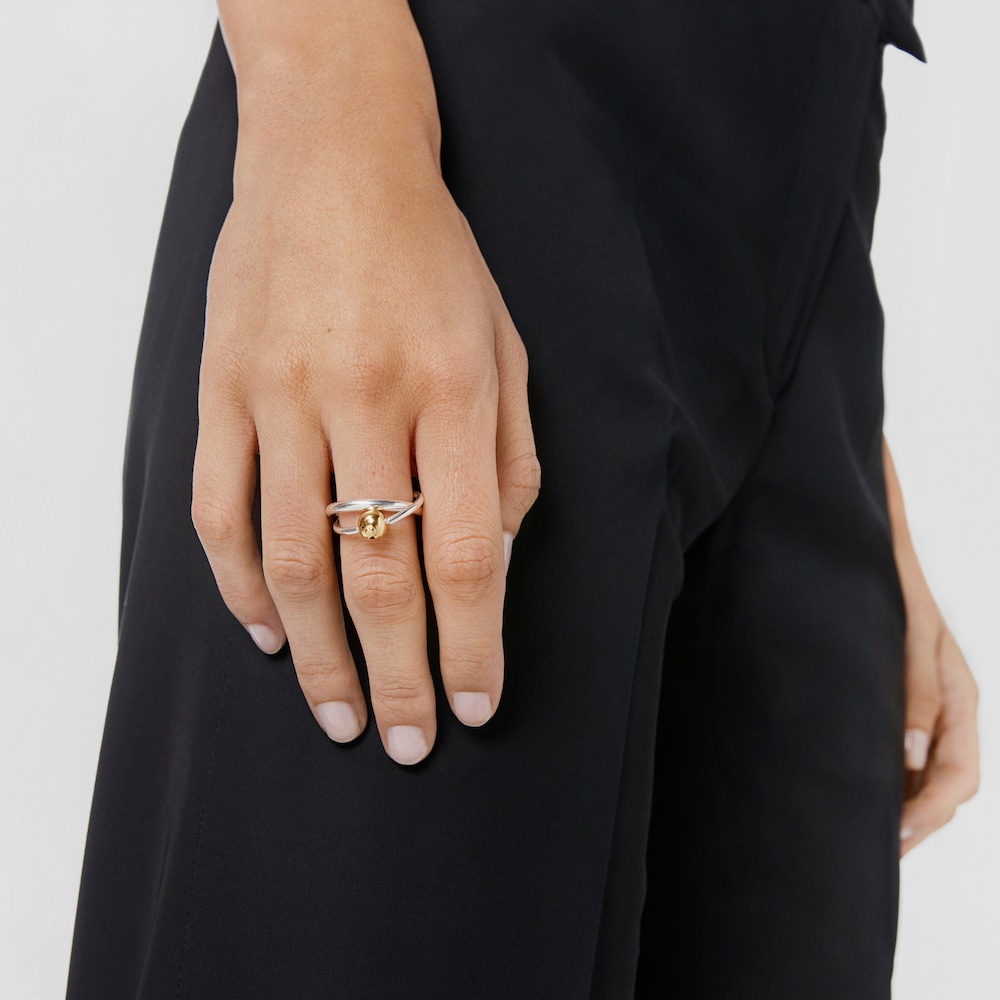 Anillo doble de plata y plata vermeil Plump