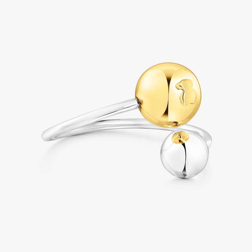 Anillo abierto de plata y ba&ntilde;o de oro 18 kt sobre plata Plump