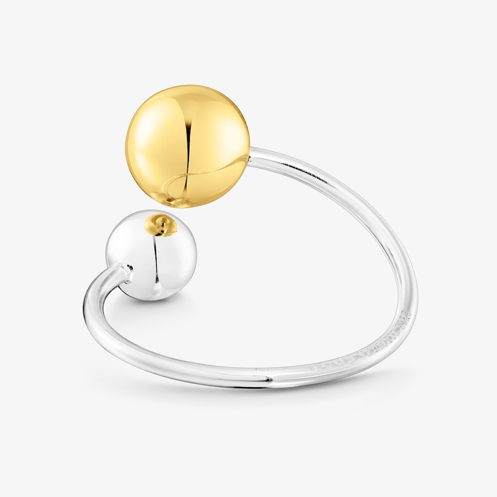 Anillo abierto de plata y ba&ntilde;o de oro 18 kt sobre plata Plump