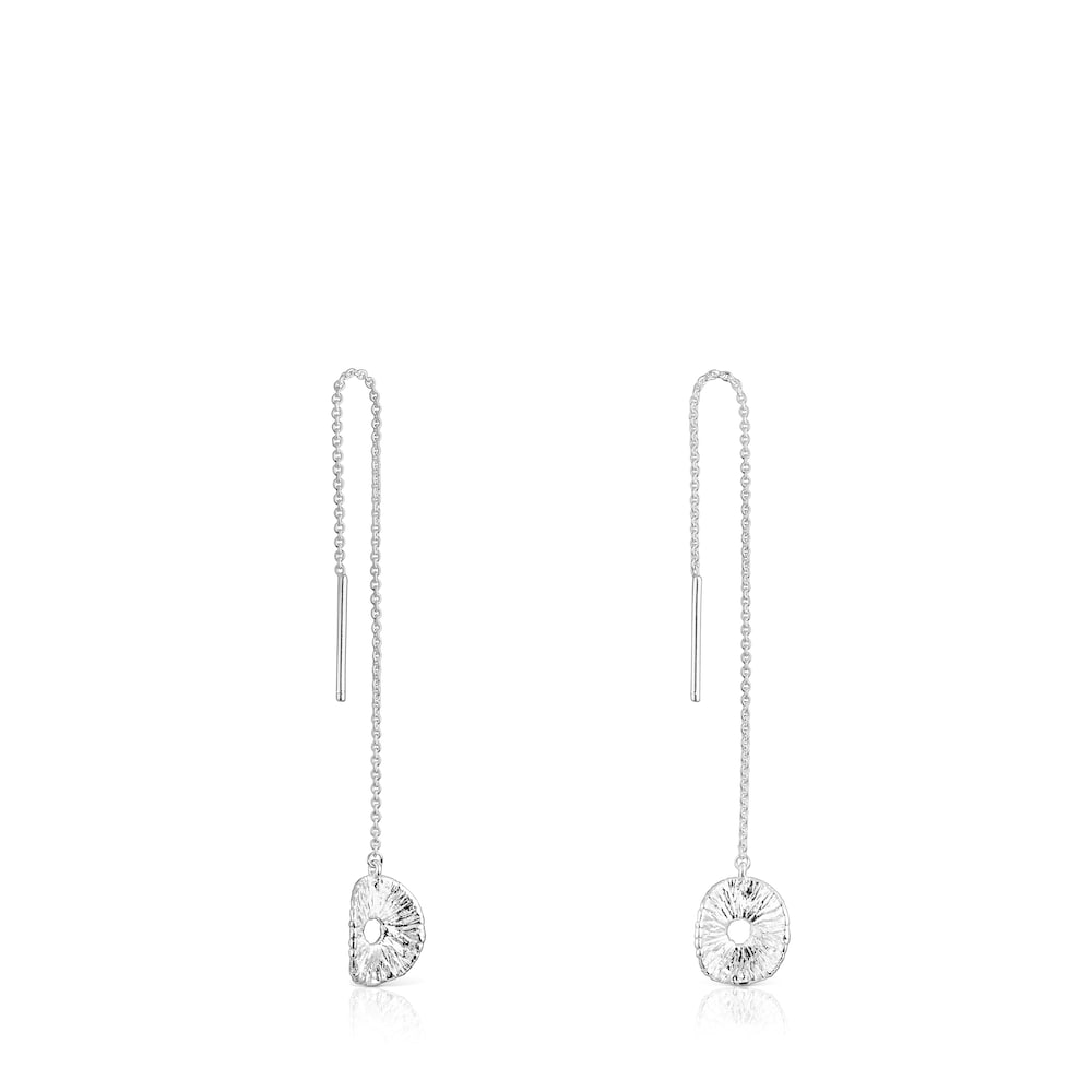 Long silver Wicker Earrings image number 0