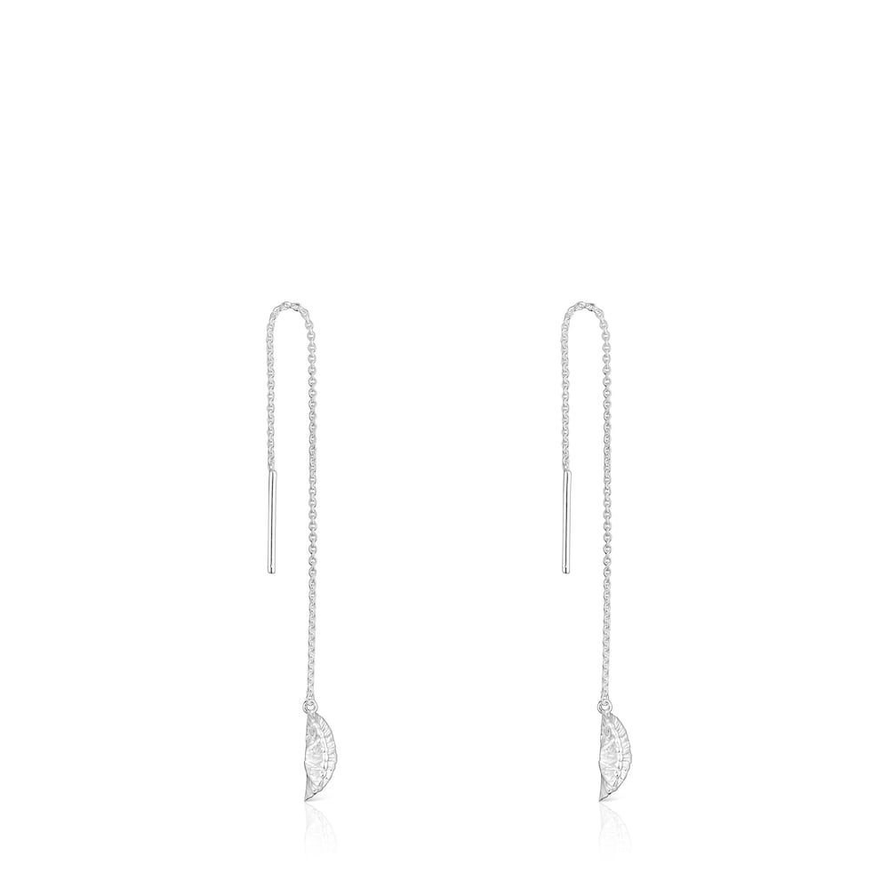 Long silver Wicker Earrings image number 1