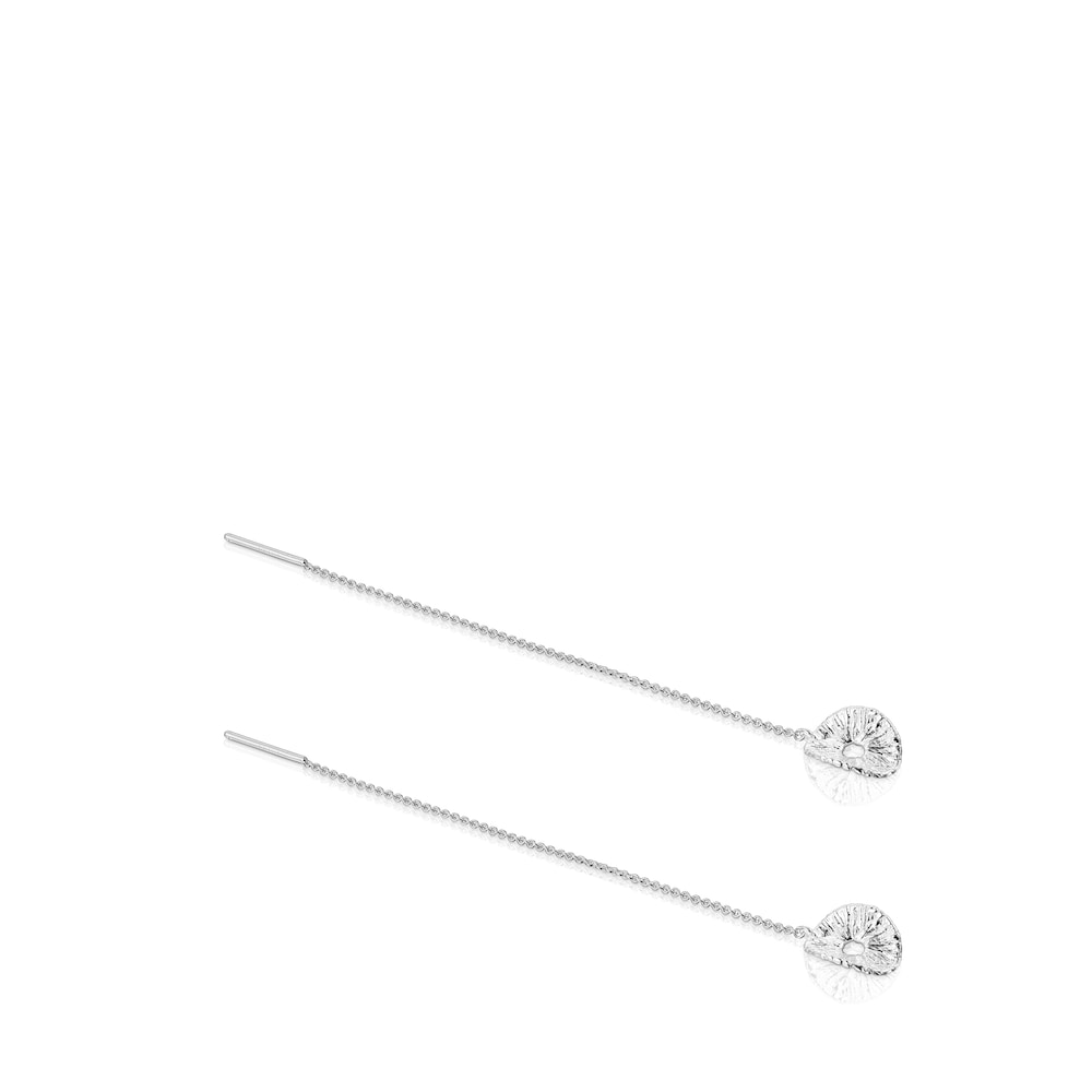 Long silver Wicker Earrings image number 2