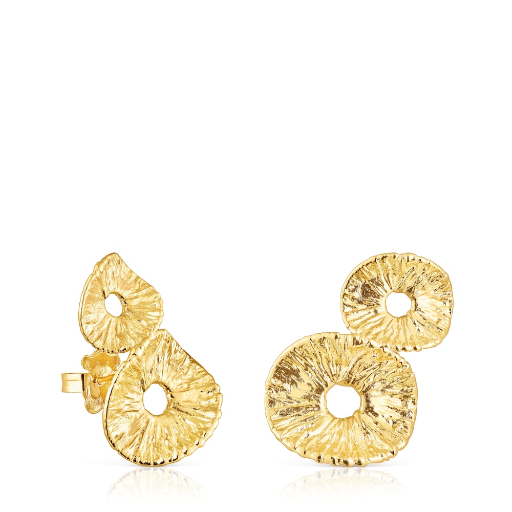 Pendientes con baño de oro 18 kt sobre plata y dos motivos Wicker image number 0