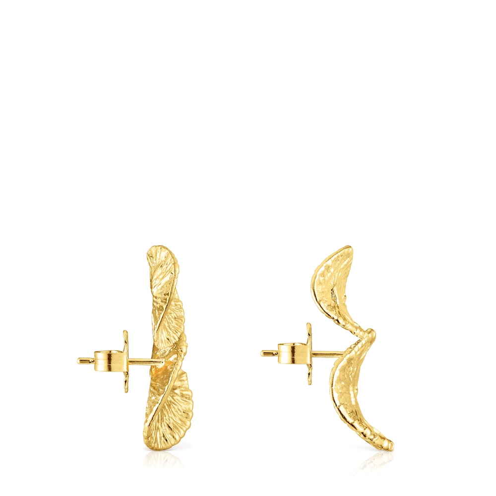 Pendientes con baño de oro 18 kt sobre plata y dos motivos Wicker image number 1