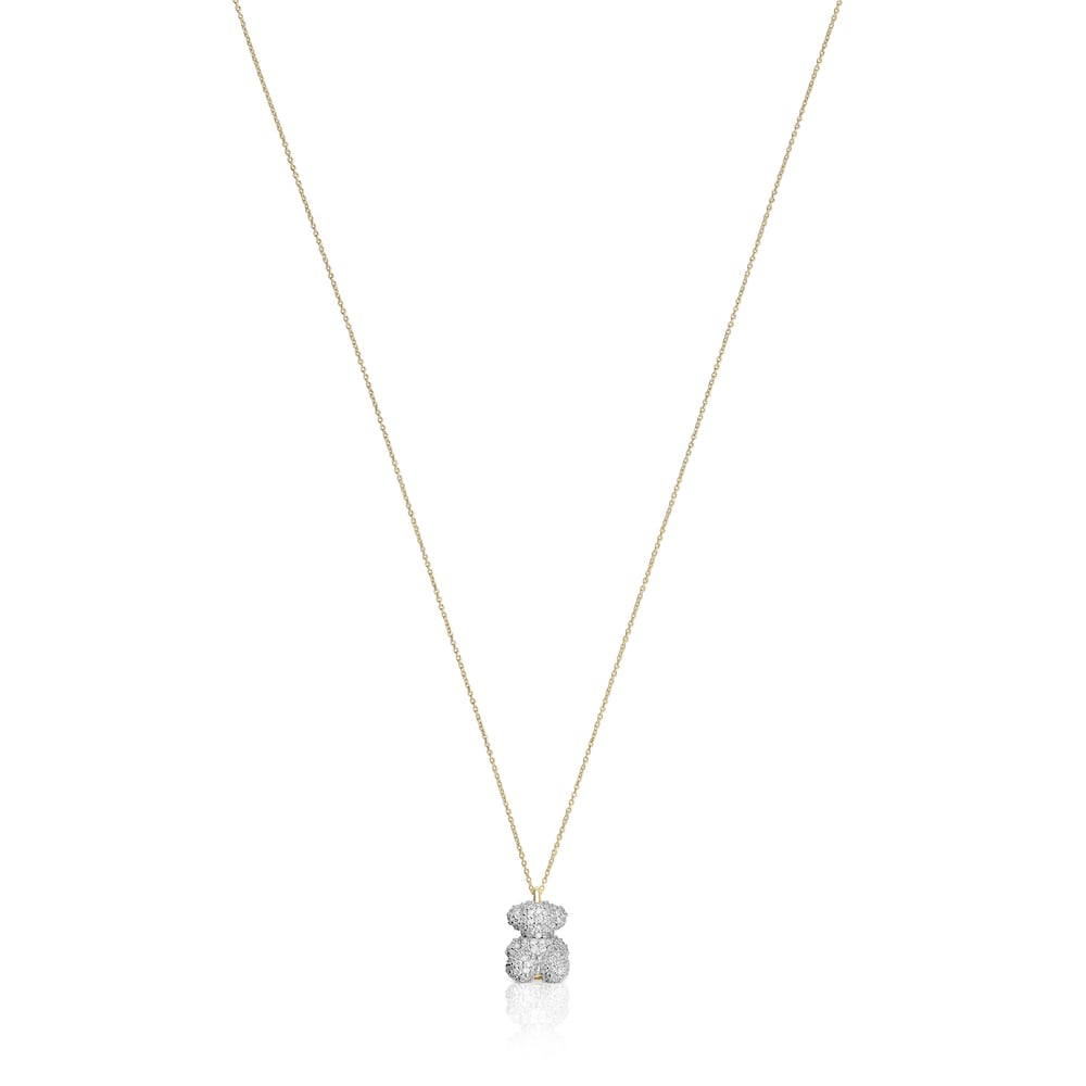0,58ct-diamond and gold Bold Bear necklace
