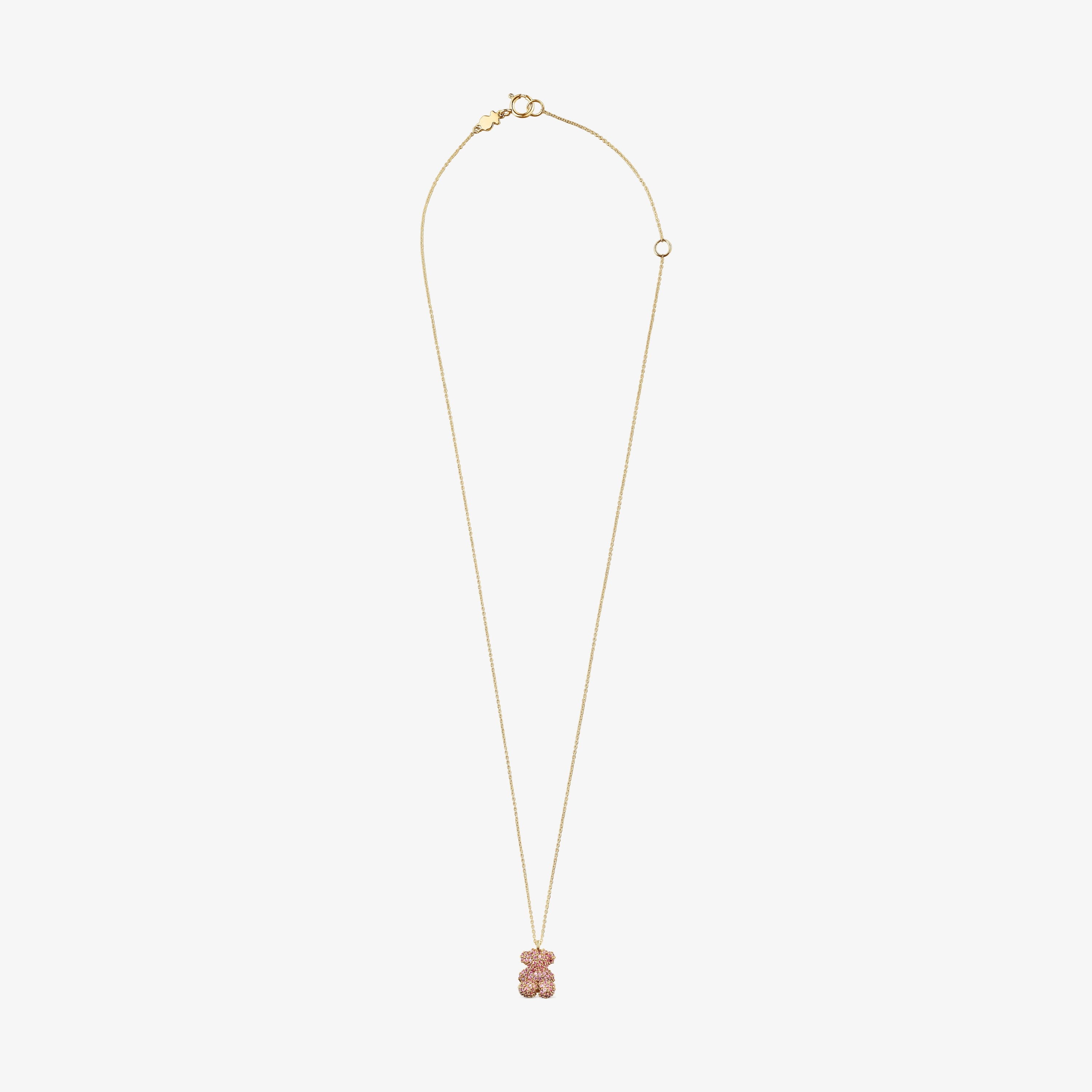 Sapphire and 18K solid gold Bold Bear necklace