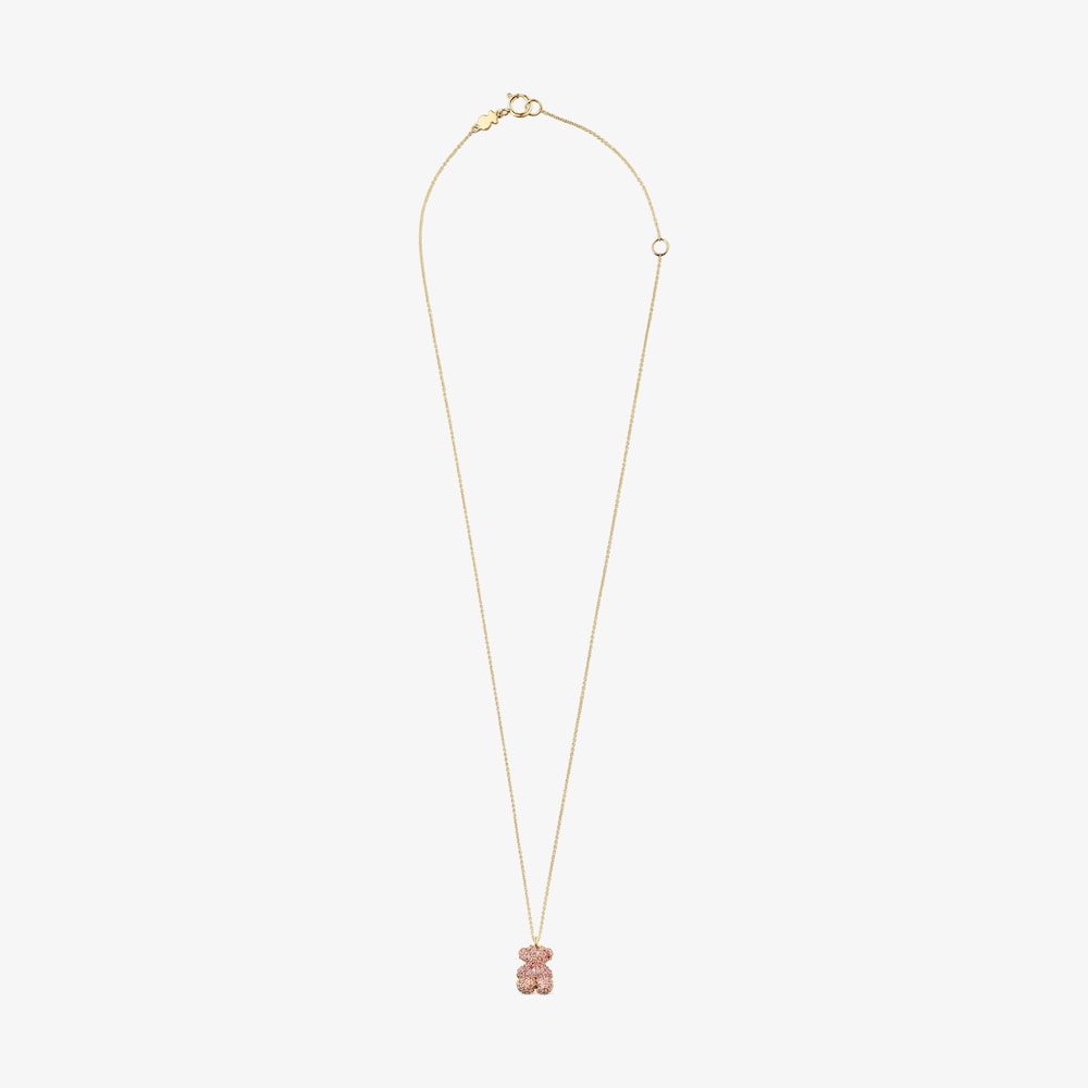 Sapphire and 18K solid gold Bold Bear necklace