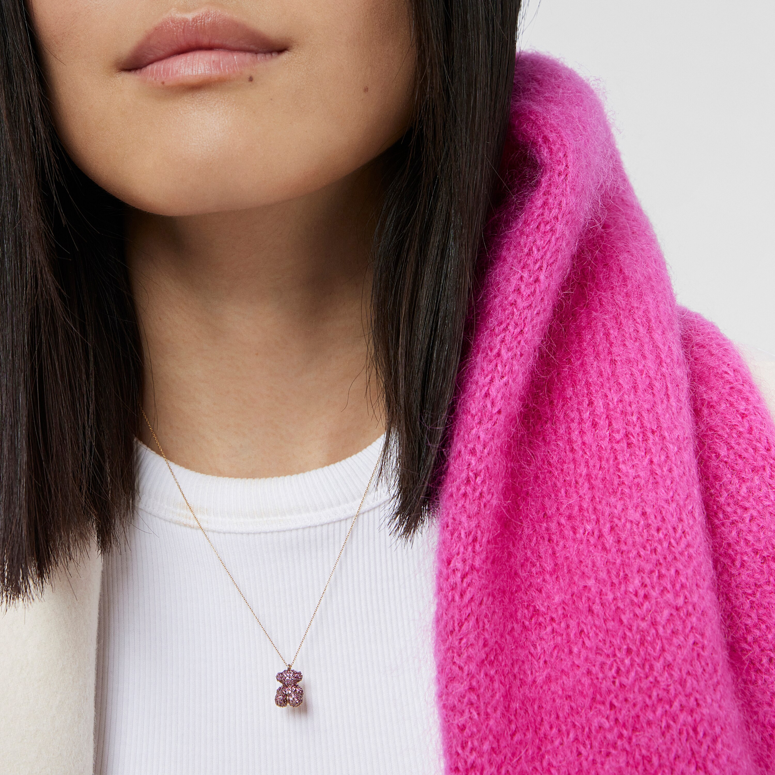 Sapphire and 18K solid gold Bold Bear necklace