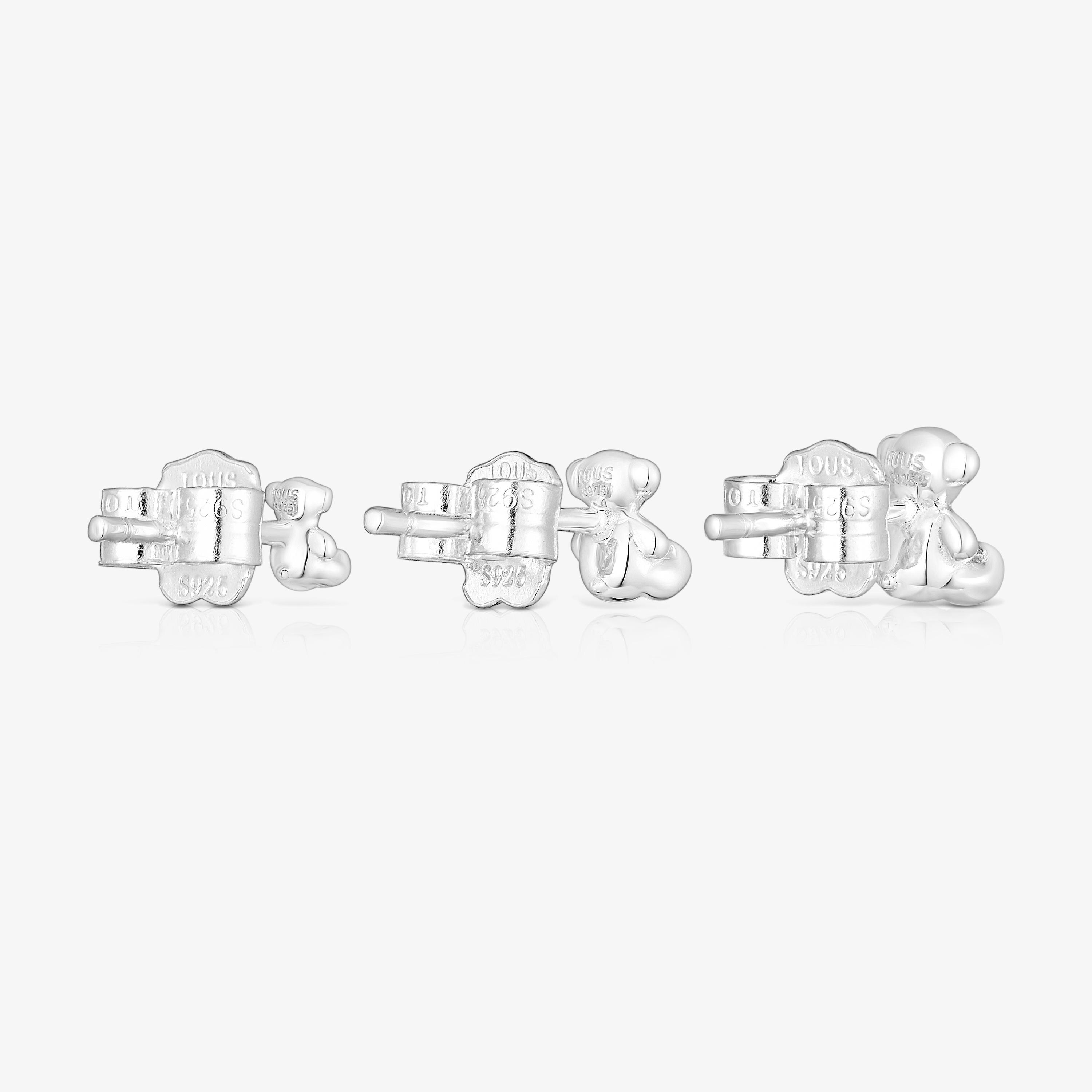 Set of silver Bold Bear earrings