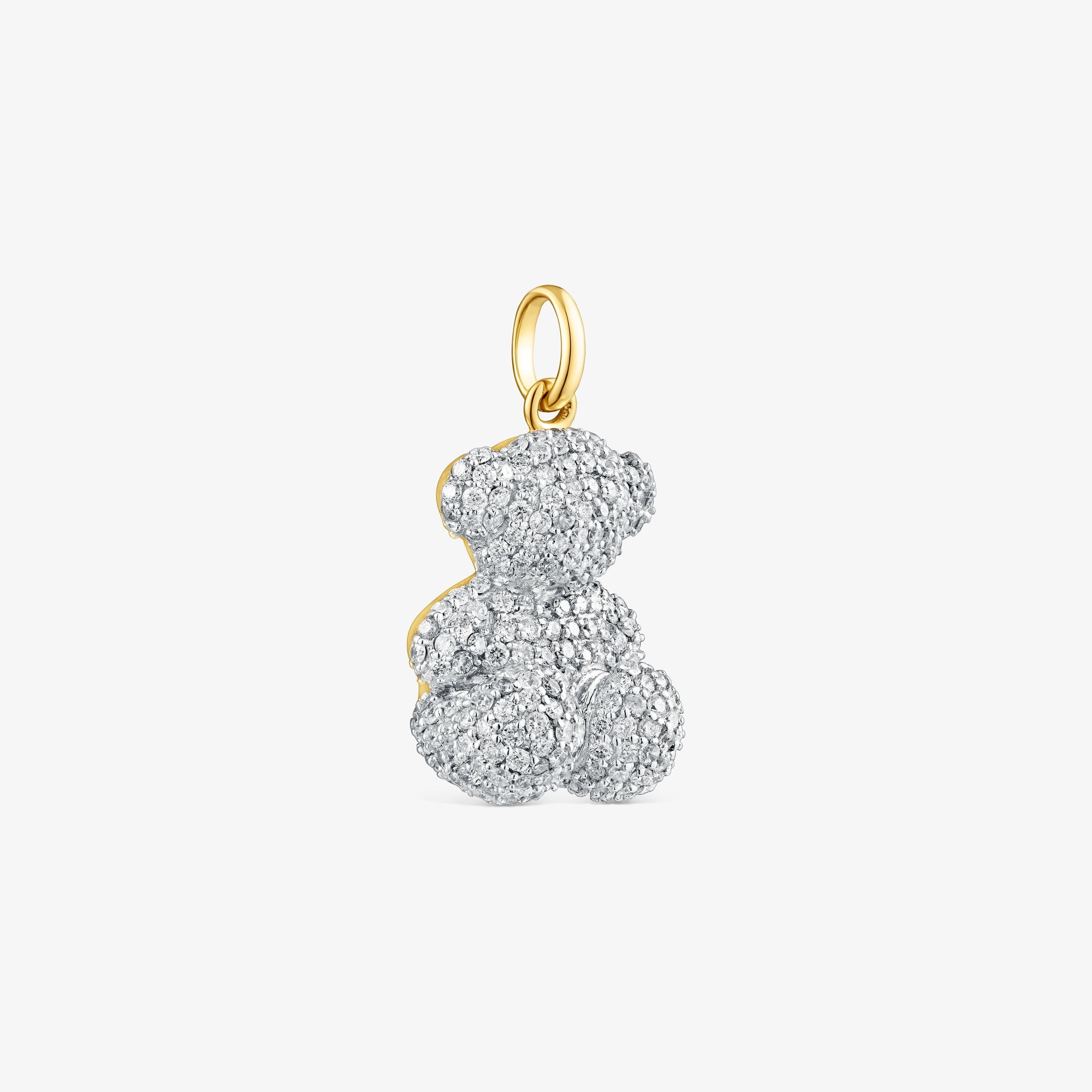 1.30ct-diamond and 18K solid gold Bold Bear pendant