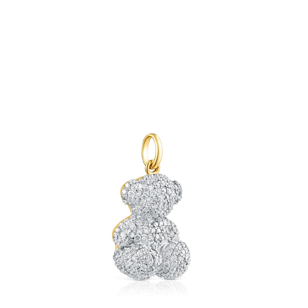 Colgante oso de diamantes de 1,30 ct y oro Bold Bear image number 1