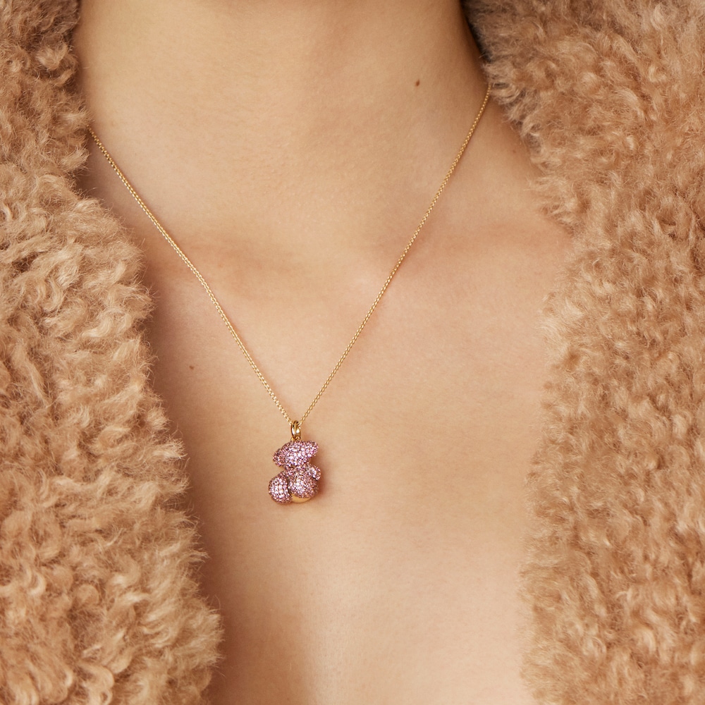 Sapphire and 18K solid gold Bold Bear pendant