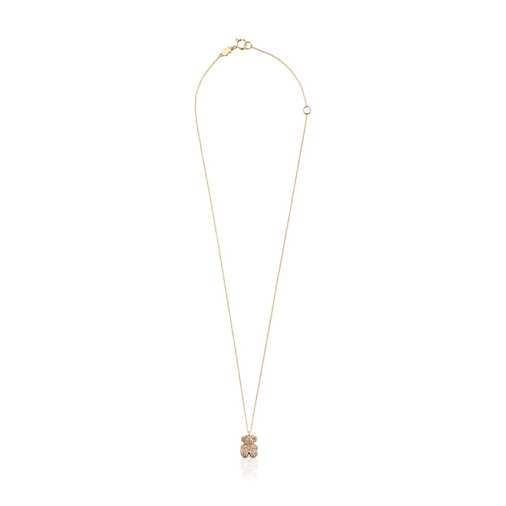 Gemstone and gold Bold Bear necklace