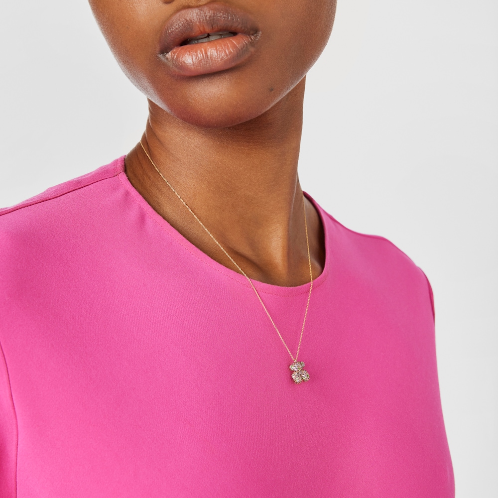 Gemstone and gold Bold Bear necklace