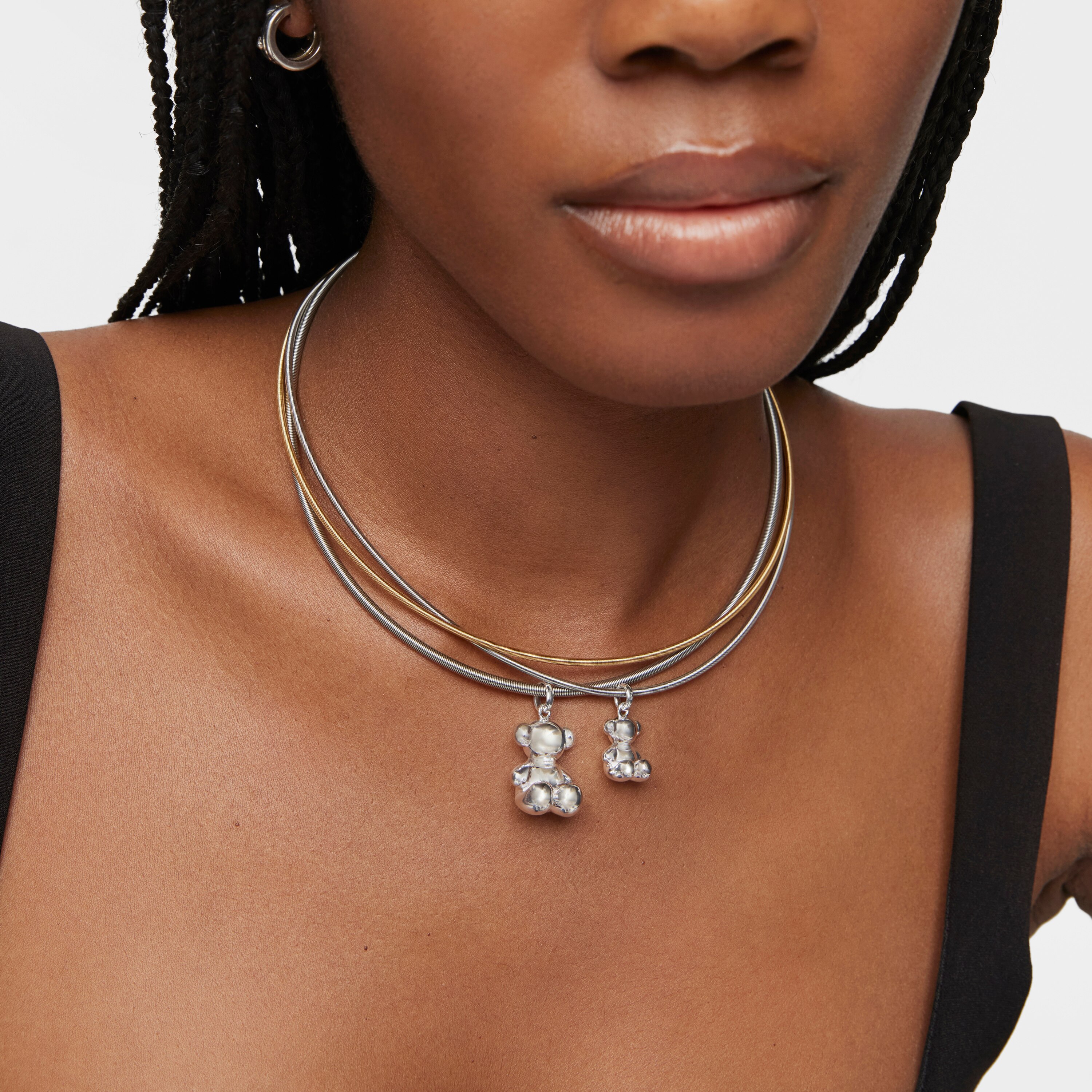 Large silver Bold Bear pendant