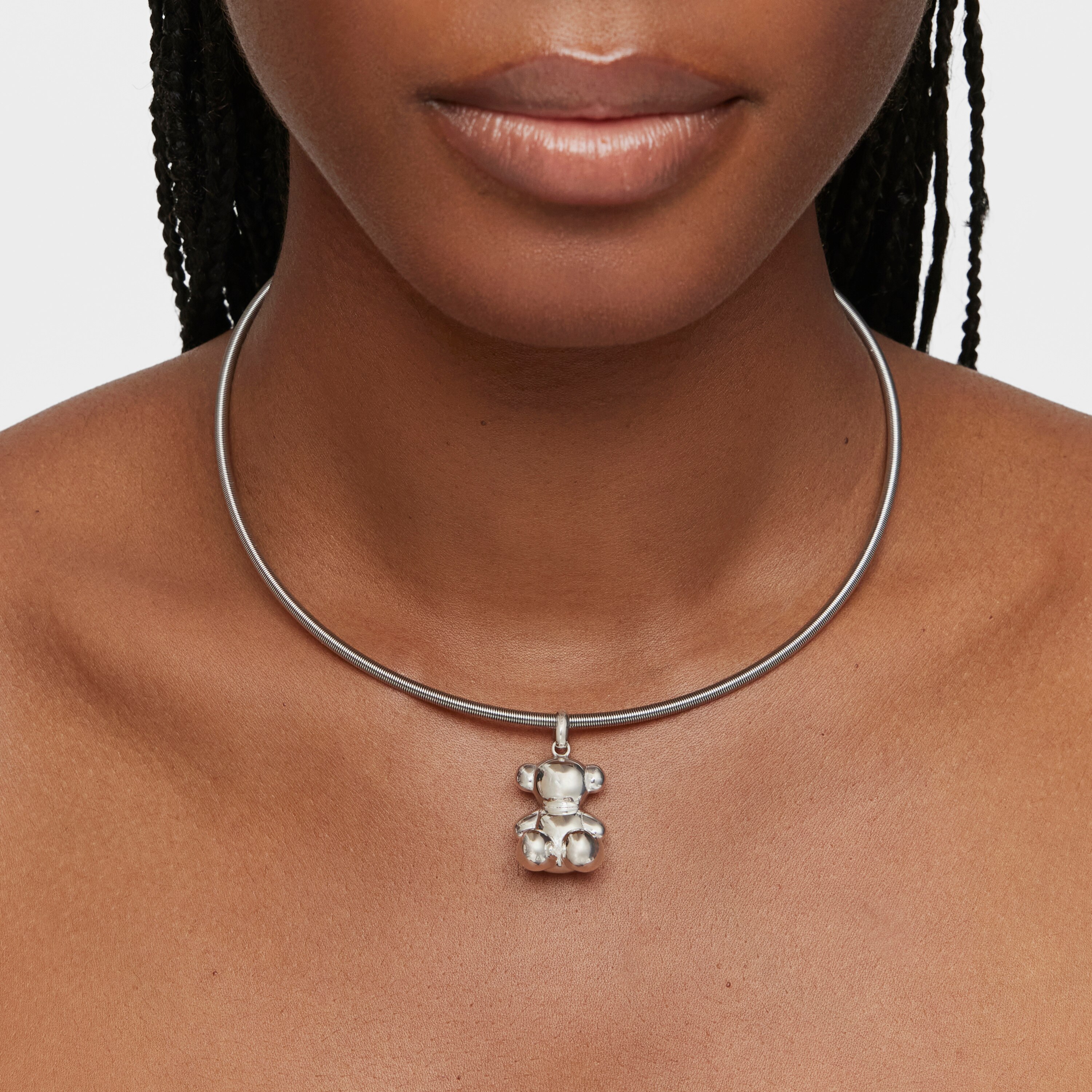 Large silver Bold Bear pendant