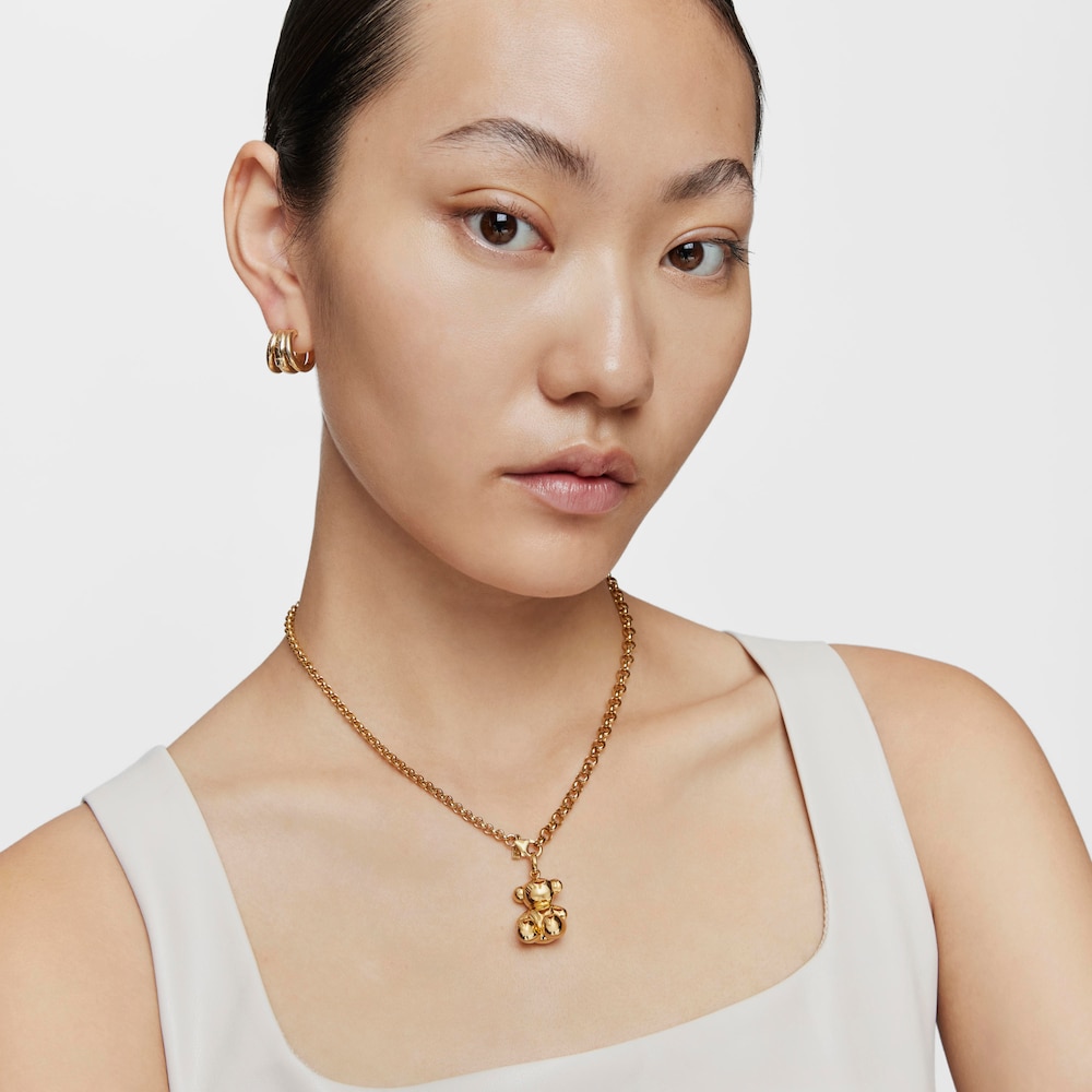 Colgante oso grande con ba&ntilde;o de oro 18 kt sobre plata Bold Bear