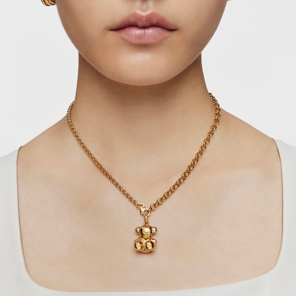 Colgante oso grande con ba&ntilde;o de oro 18 kt sobre plata Bold Bear