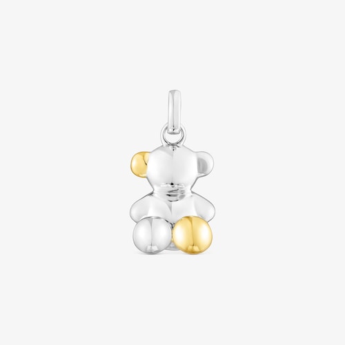 Dije oso de plata y ba&ntilde;o de oro 18 kt sobre plata Bold Bear