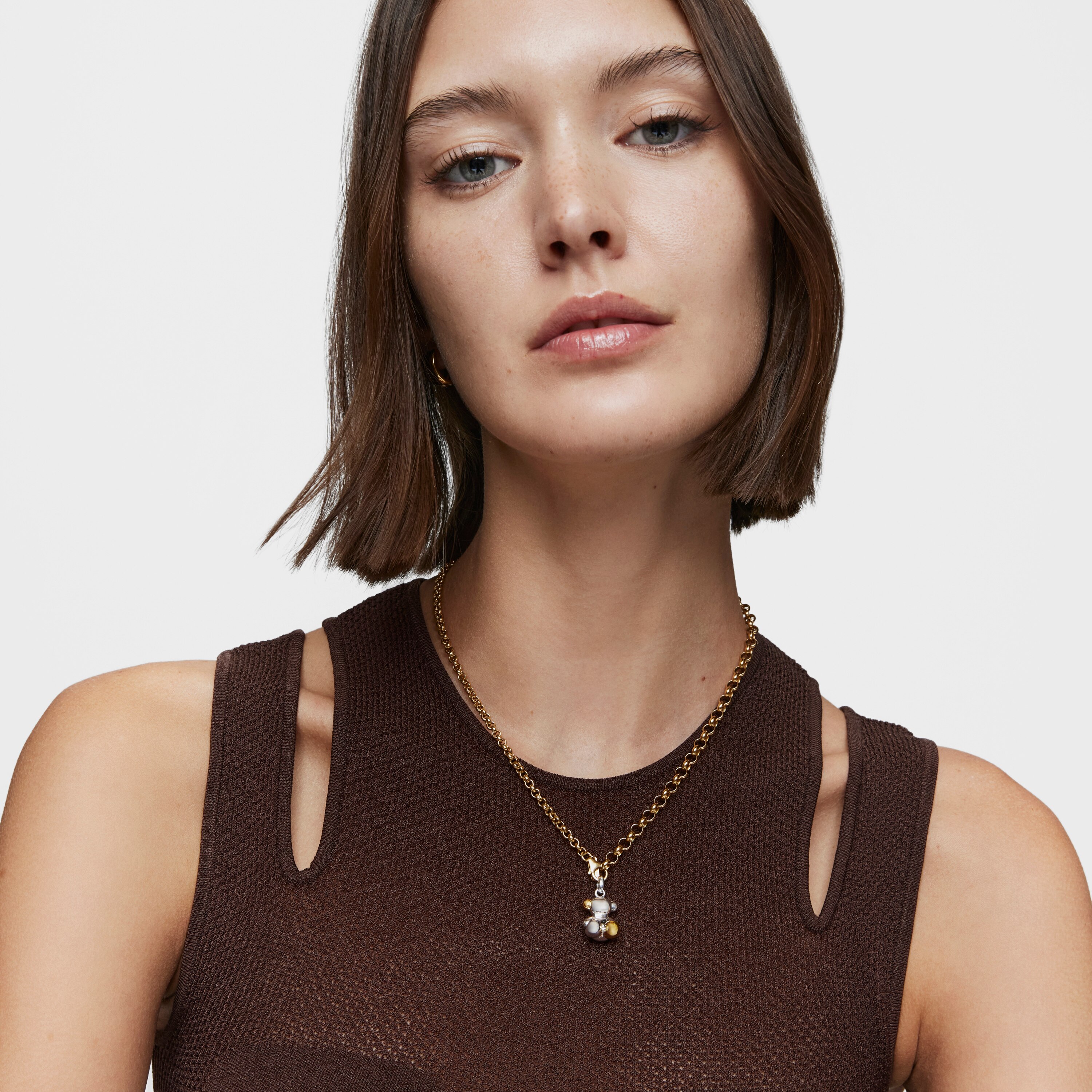 Silver and silver vermeil Bold Bear pendant