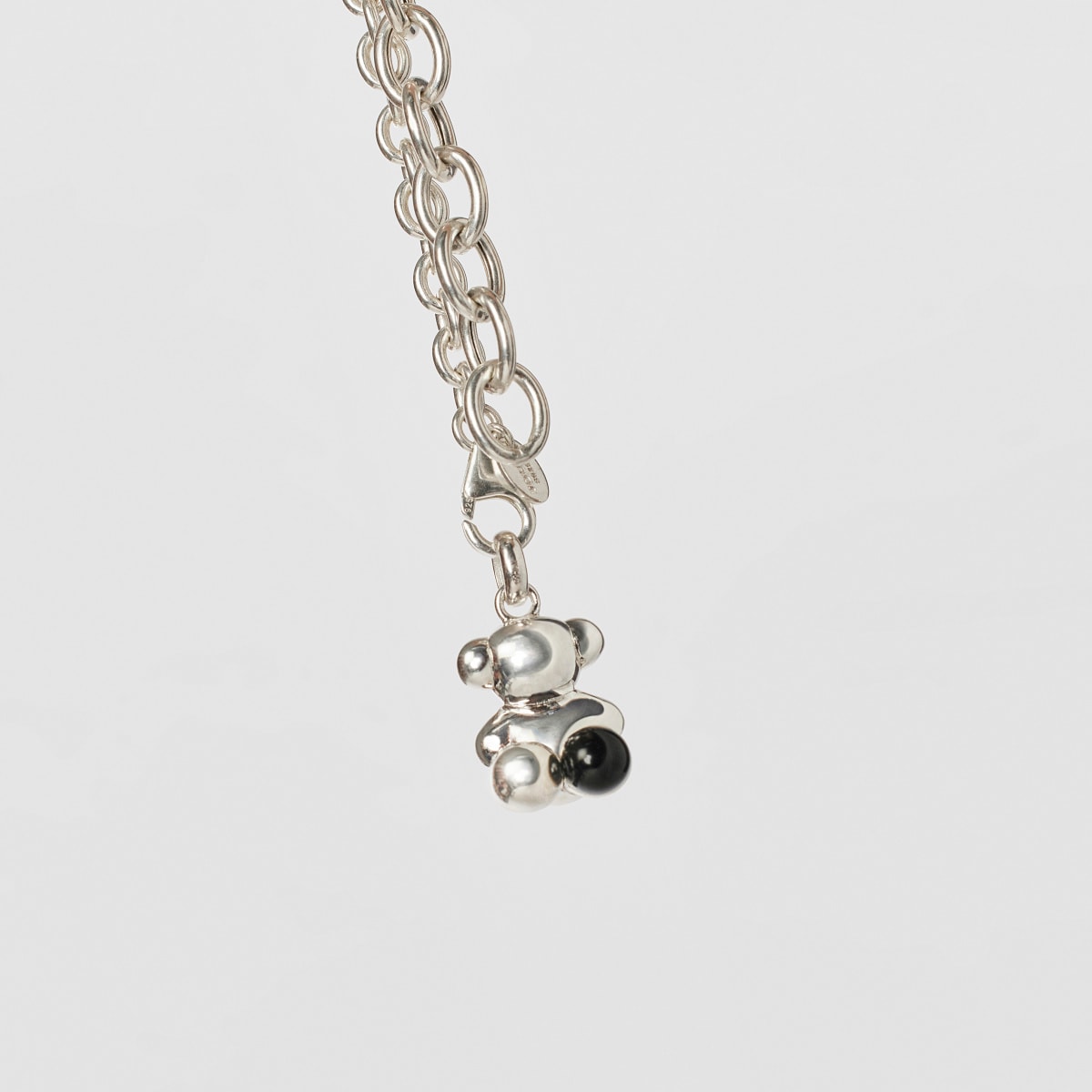 Silver Bold Bear pendant with onyx