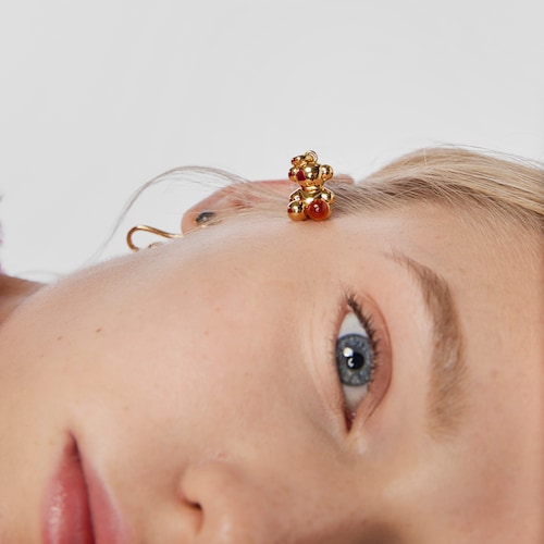 Silver vermeil Bold Bear pendant with carnelian