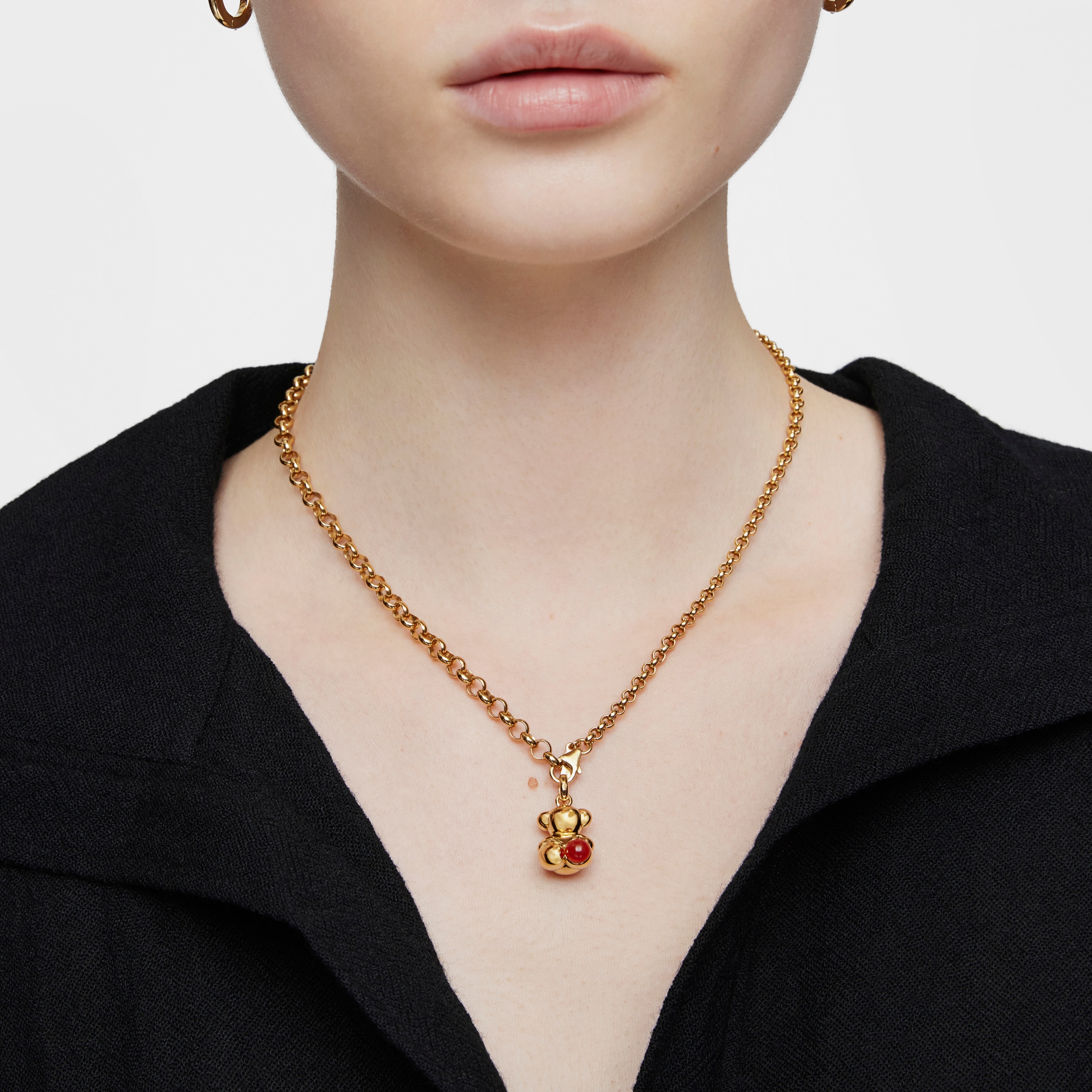 Silver vermeil Bold Bear pendant with carnelian