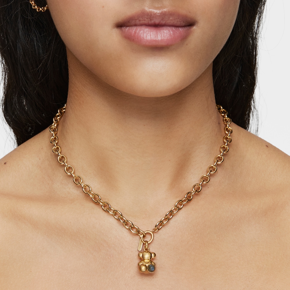 Silver vermeil Bold Bear pendant with labradorite