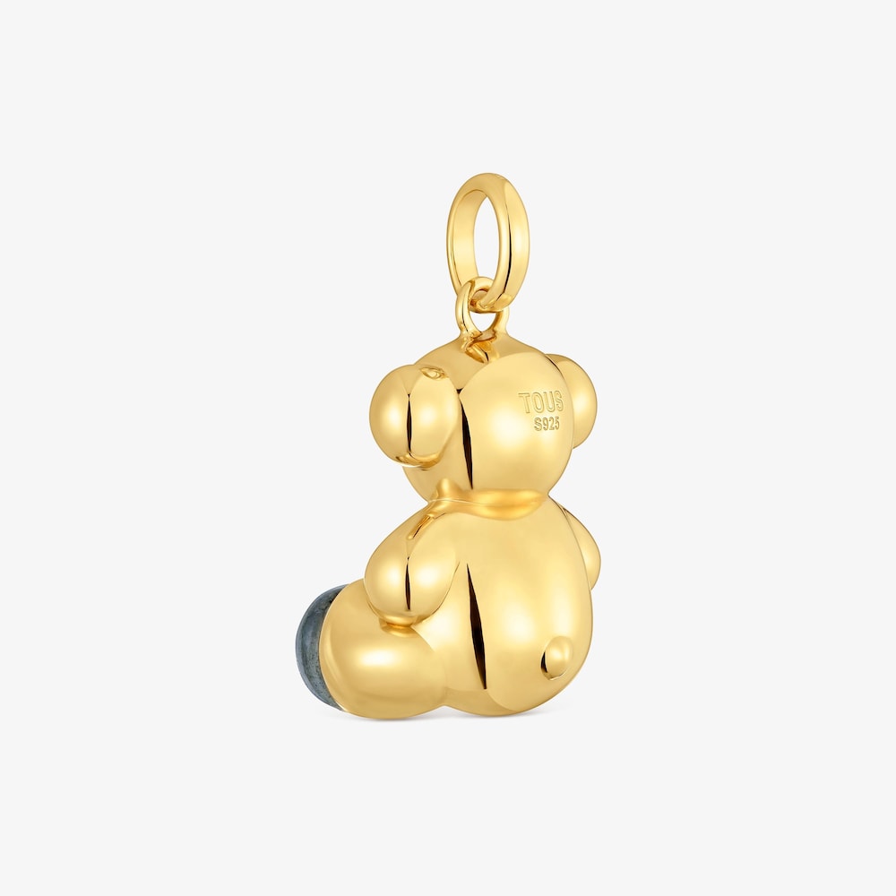 Colgante oso grande con ba&ntilde;o de oro 18 kt sobre plata y labradorita Bold Bear