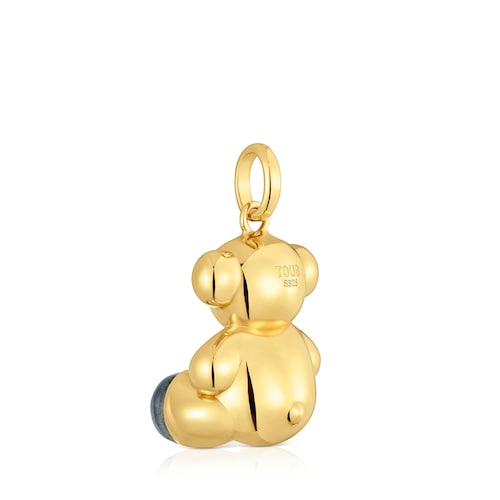 Colgante oso grande con baño de oro 18 kt sobre plata y labradorita Bold Bear
