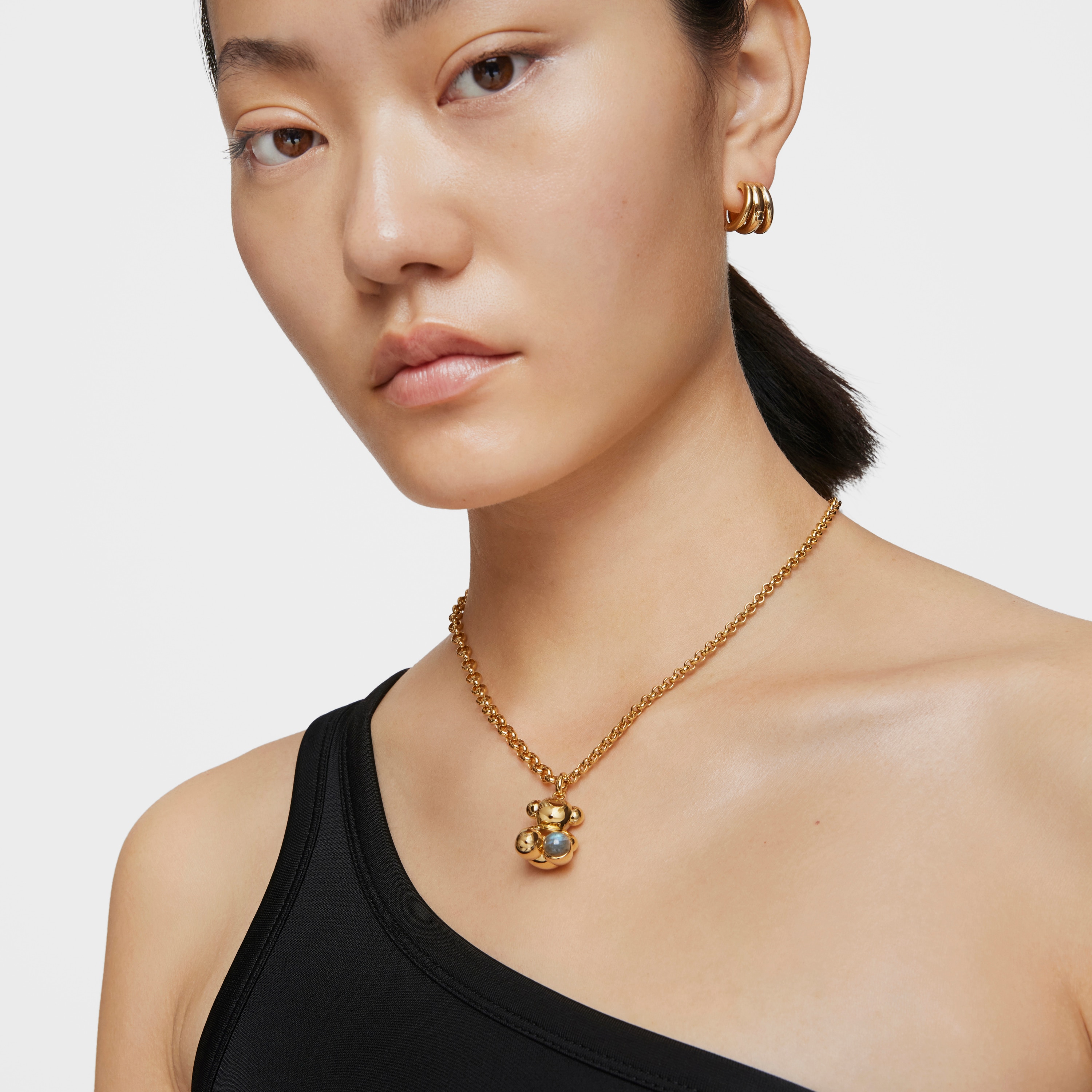 Silver vermeil Bold Bear pendant with labradorite