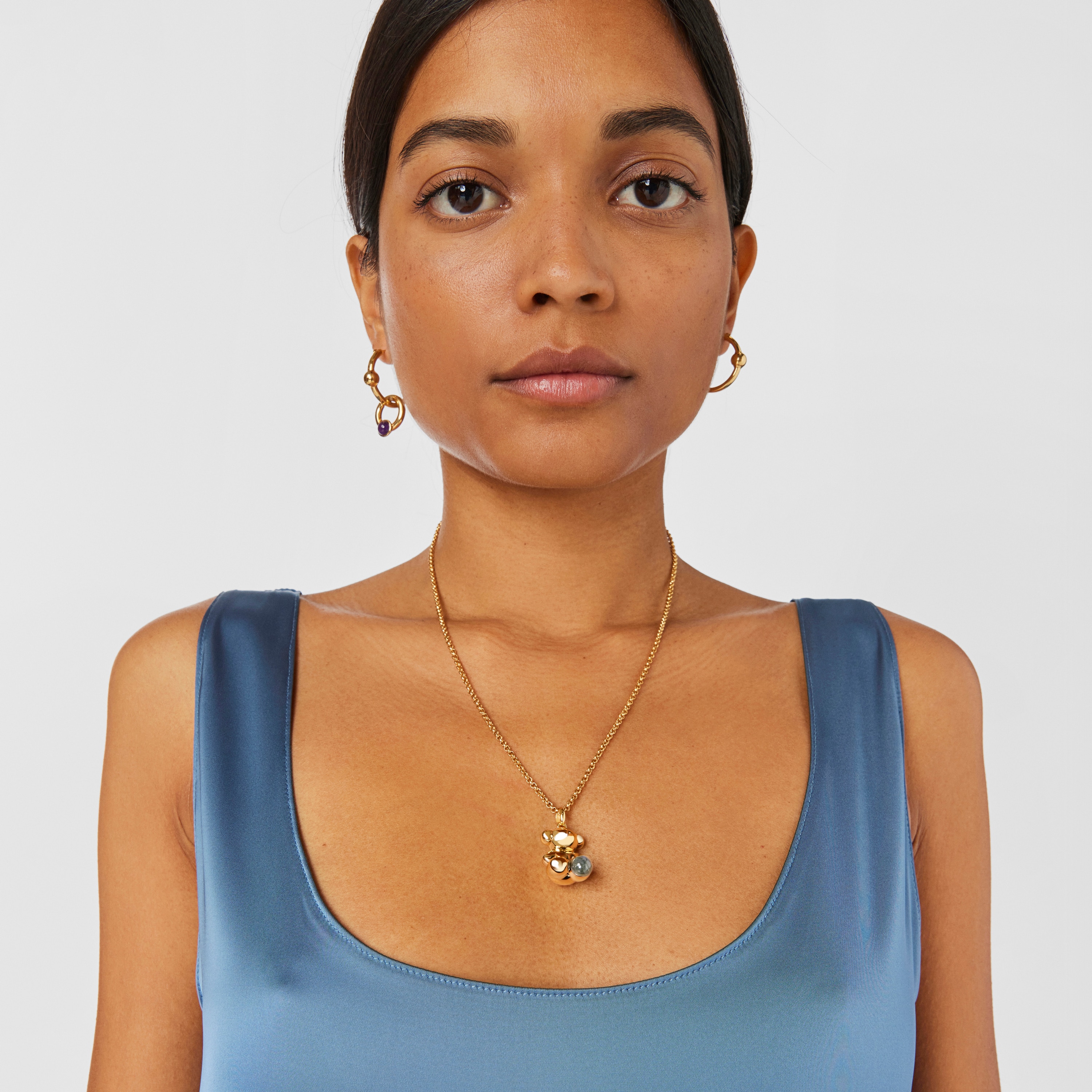 Silver vermeil Bold Bear pendant with labradorite