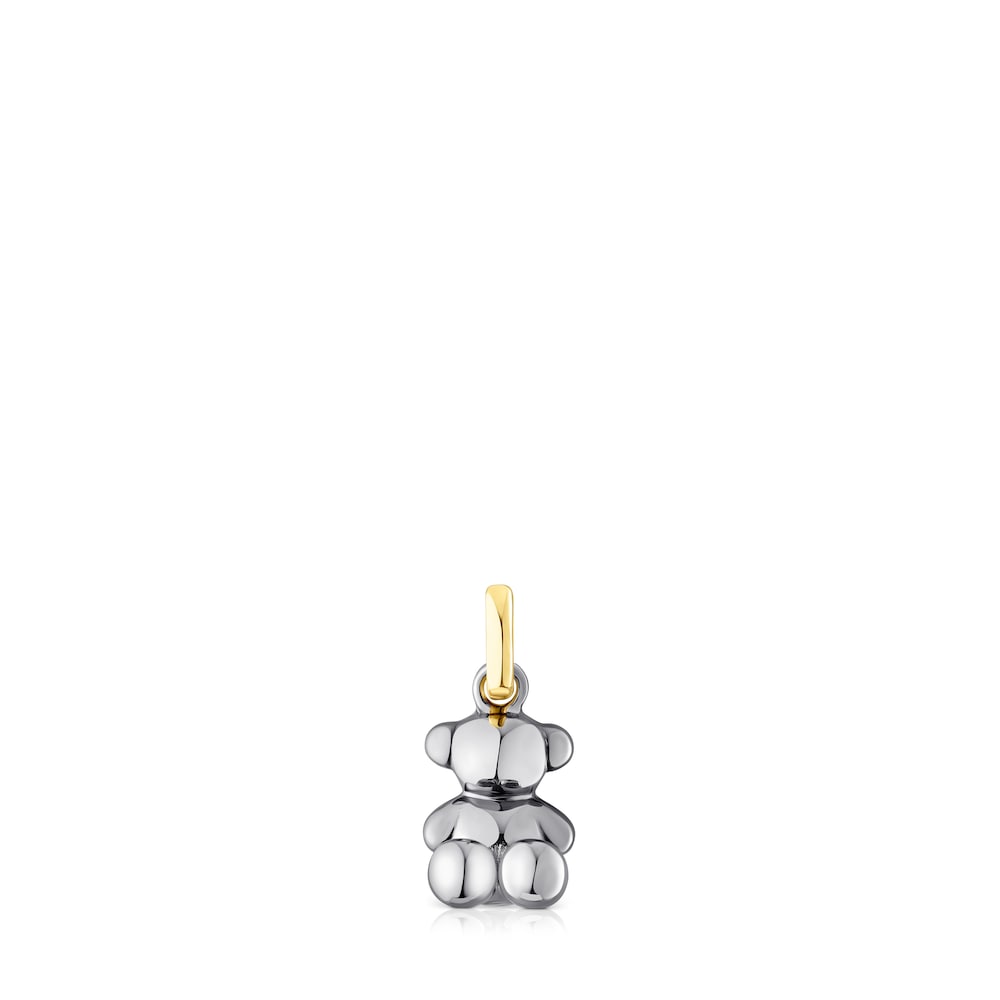 Colgante oso de plata dark silver con baño de oro 18 kt sobre plata Bold Bear image number 0