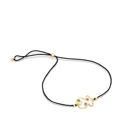 Gold Tsuri Nylon bear bracelet with gemstones